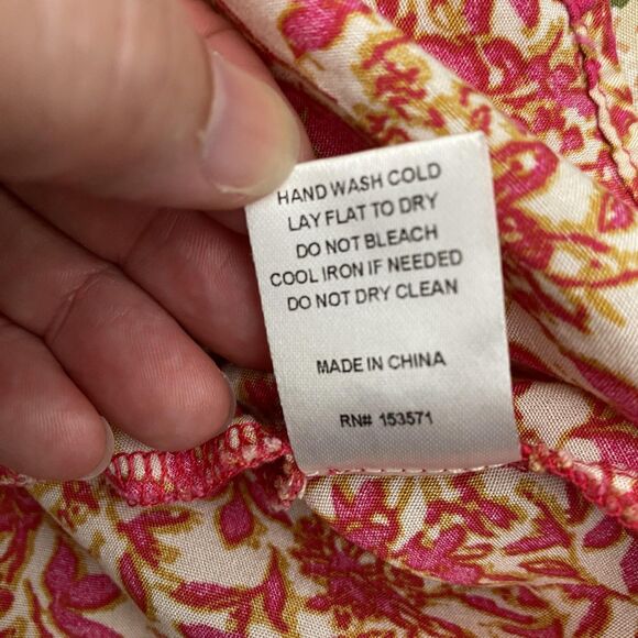 Oli & Hali Boho Patchwork Floral Blouse Button Front Top Womens Small - Picture 10 of 13